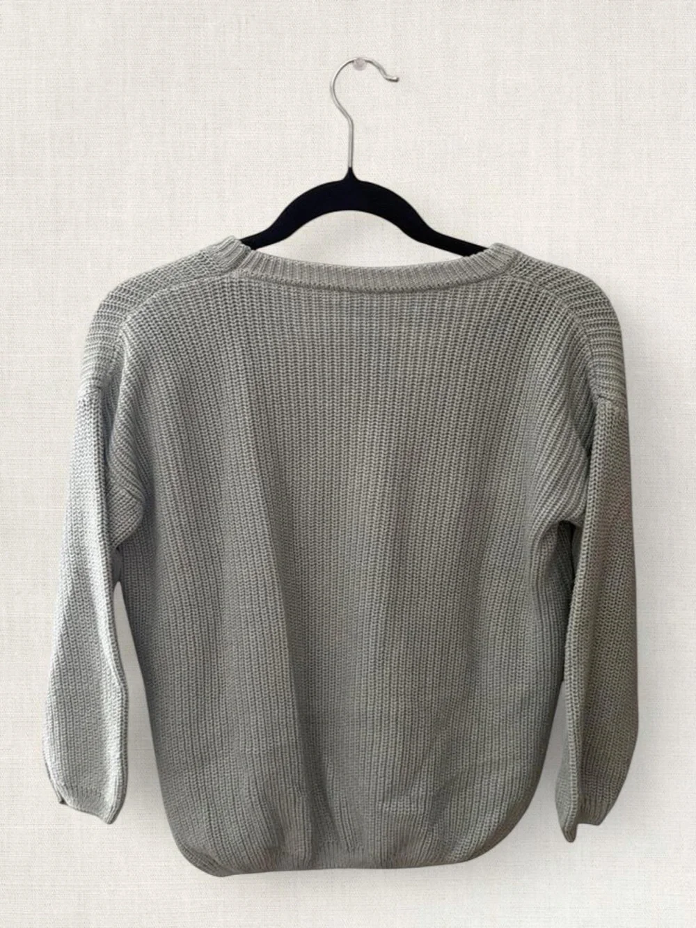 Embroidered 'James' Knit Sweater - Sage Green with Rust Script